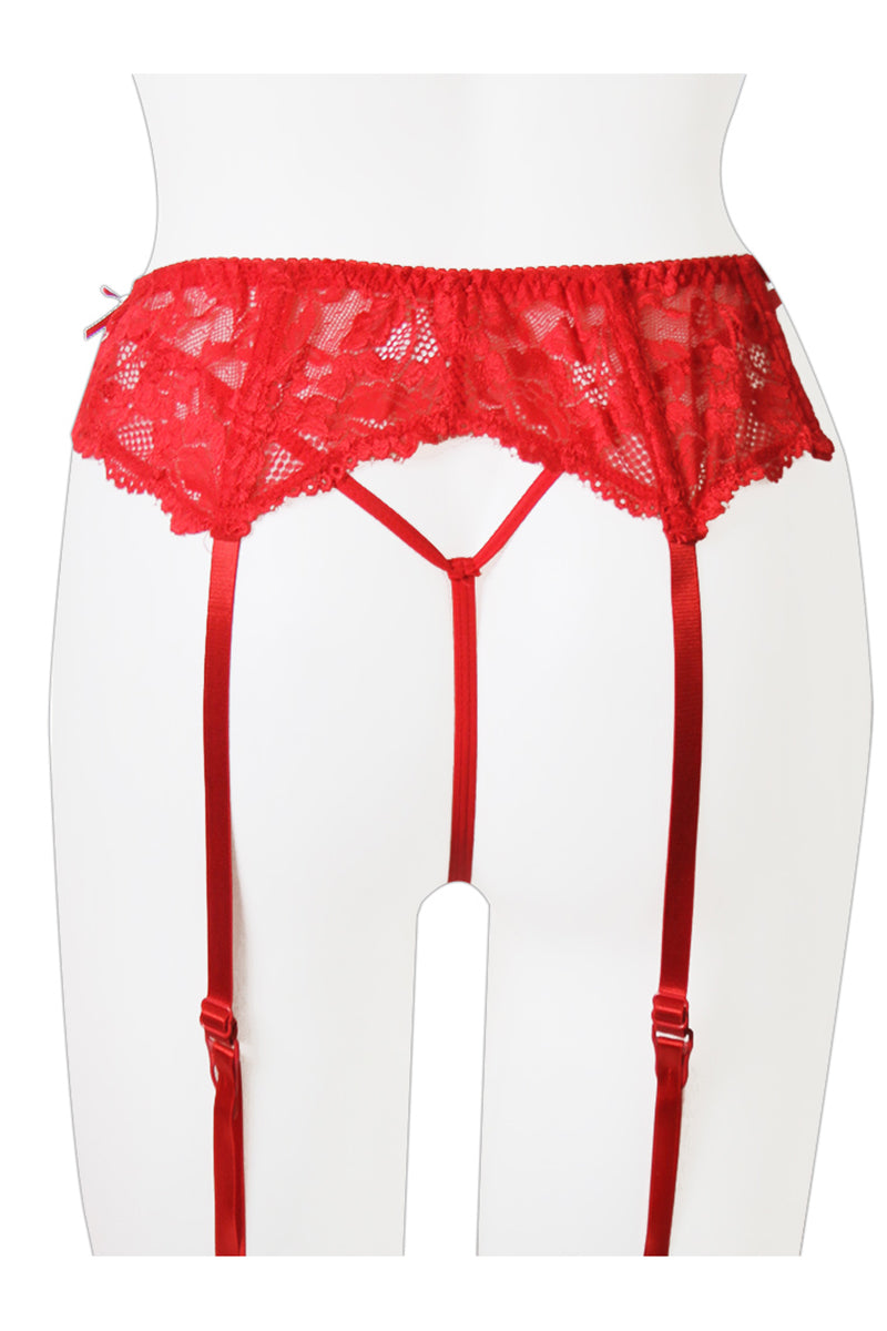 8002 6 Piece Floral Lace Garter Belt for Stockings with Matching G-String – Plus Size