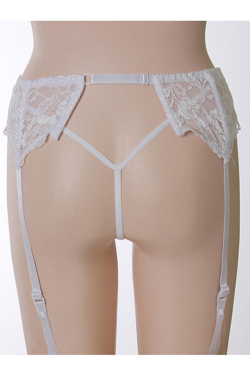 8002 6 Piece Floral Lace Garter Belt for Stockings with Matching G-String – Plus Size