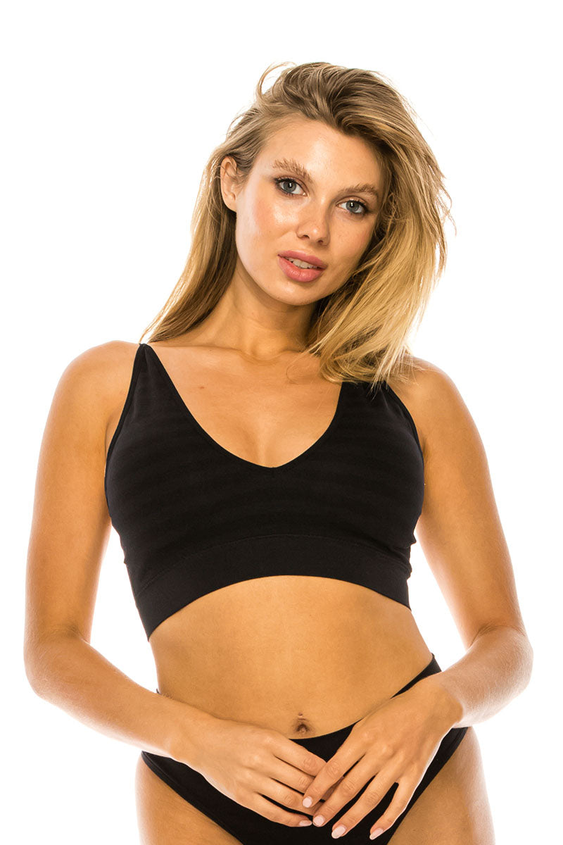 82114 6 Piece Adjustable Non-Removable Straps | Removable Pads Microfiber Seamless Bralette