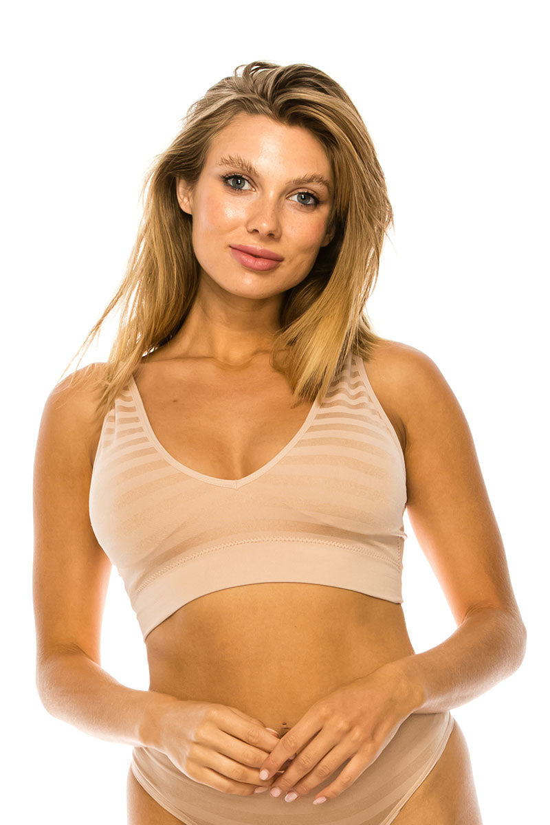 82114 6 Piece Adjustable Non-Removable Straps | Removable Pads Microfiber Seamless Bralette