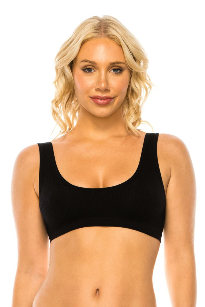 82122 6 Piece Seamless Wireless Bra Top with Thick Straps – One Size