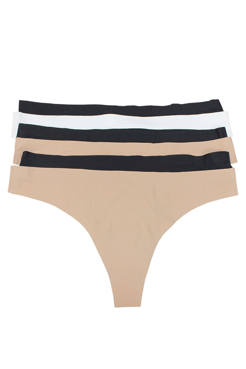 89159 6 Piece Soft Invisible Underwear for Women Seamless Laser-Cut Thong C01