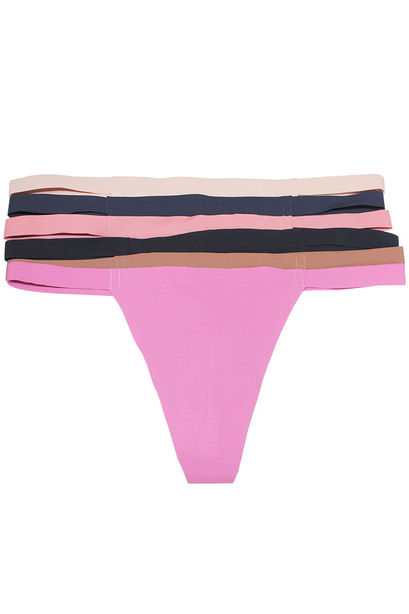 89249 6 Piece Seamless, Comfortable Fit Solid Laser Cut Thong