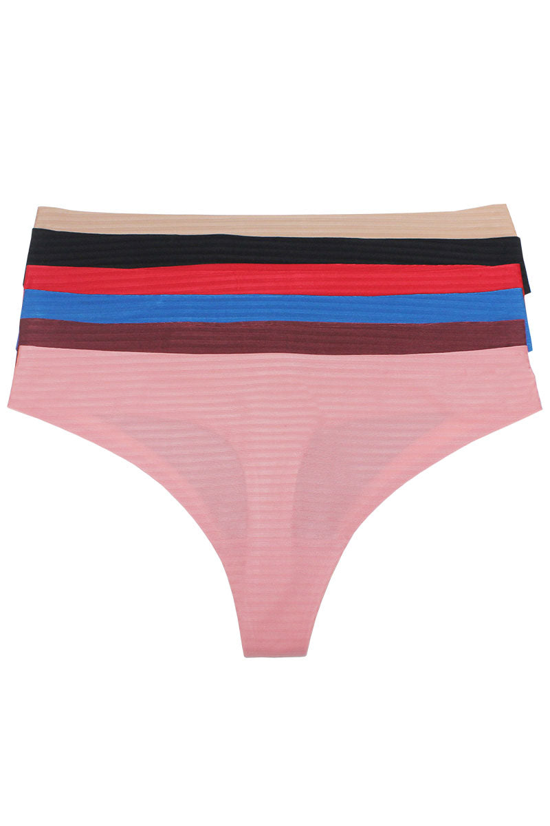 89332 6 Piece Seamless Comfort Solid Laser Cut Thong C01