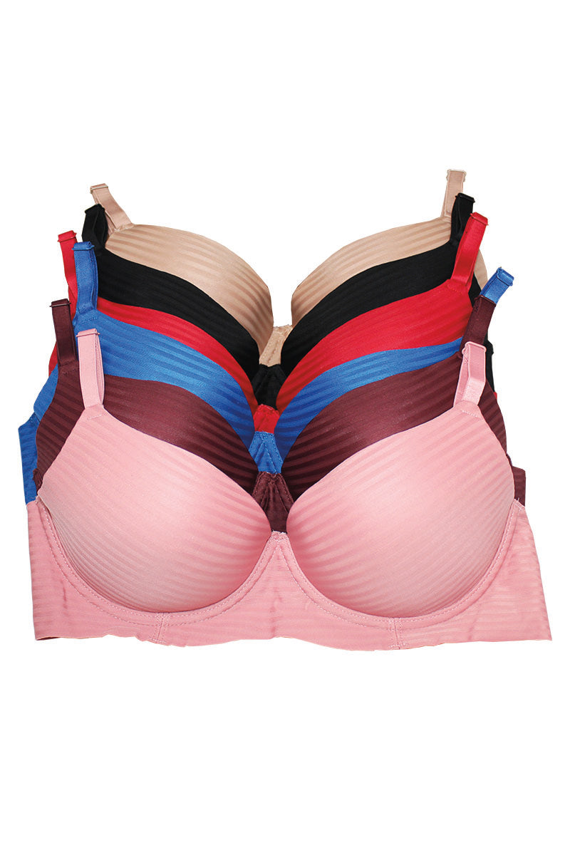 89332 6 Piece Seamless, Adjustable Push Up Bra with Underwire A/B/C Cup C01
