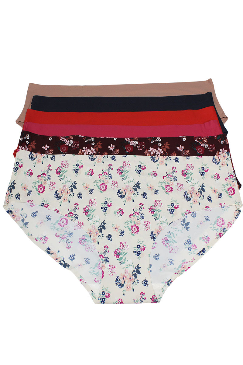 89432 6 Piece Seamless Fit No Line Solid Laser Cut Panty C01