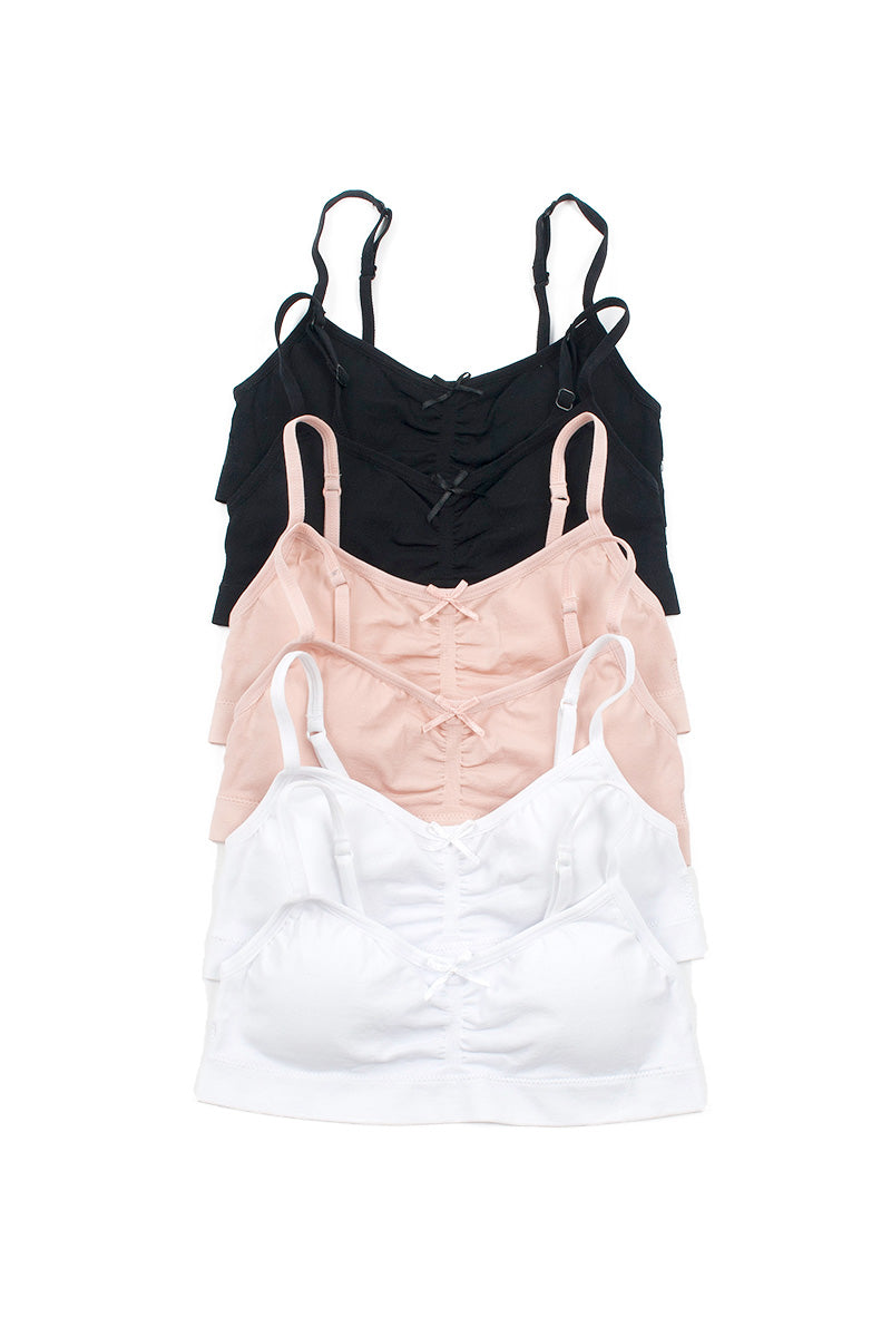 8998 6 Piece Extra Padding, Ruched Center, Bow Ribbon Junior Microfiber Seamless Bra C01