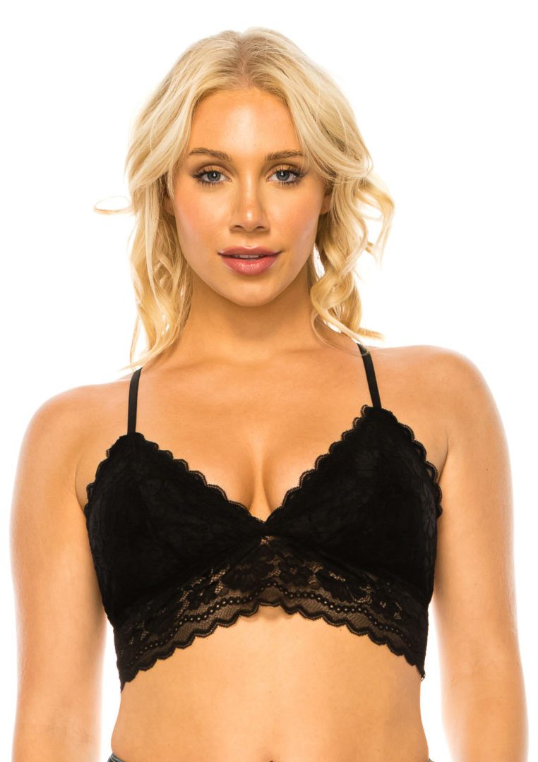 90030 6 Piece Removable Pads, Adjustable Straps Lace Bralette