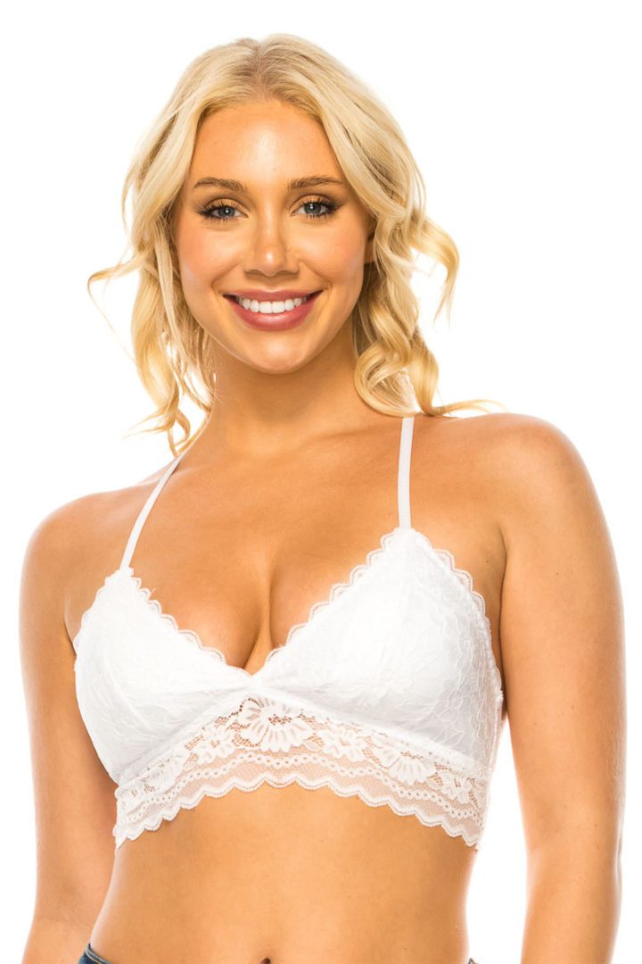 90030 6 Piece Removable Pads, Adjustable Straps Lace Bralette