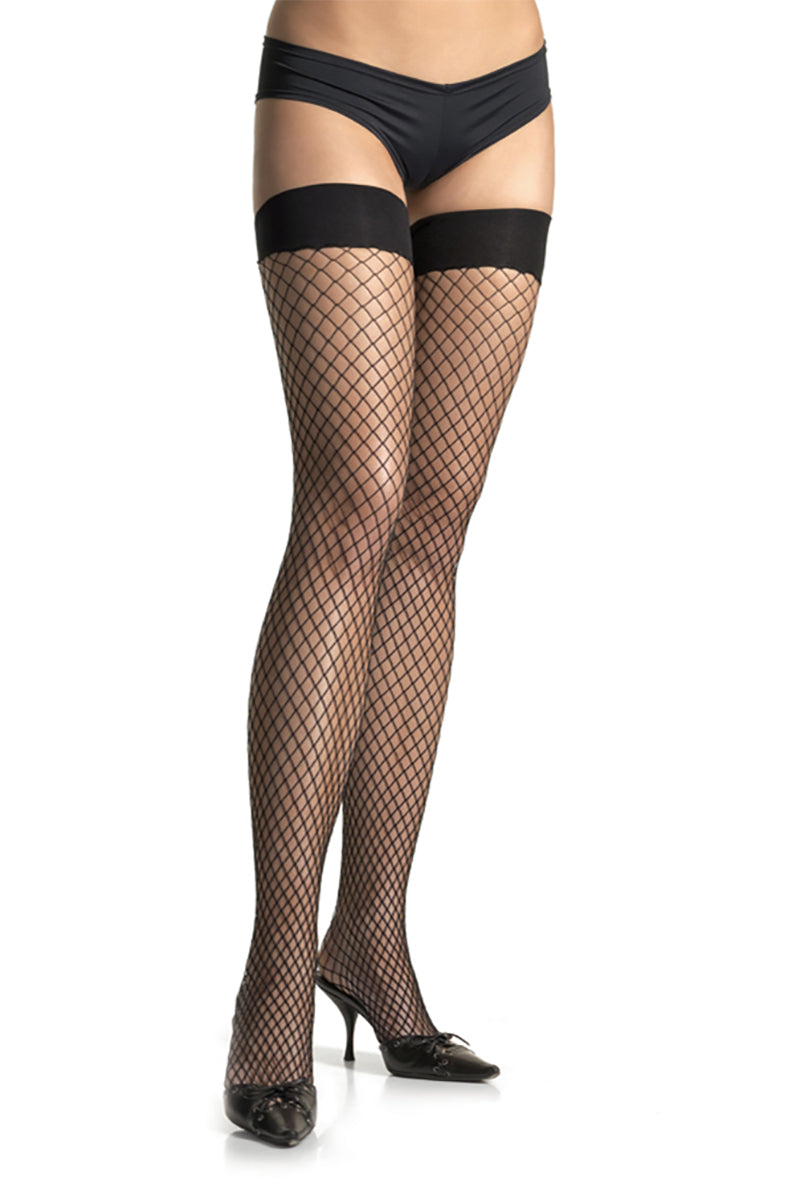9036 6 Piece Spandex Industrial Net Thigh High Tights with Band – One Size