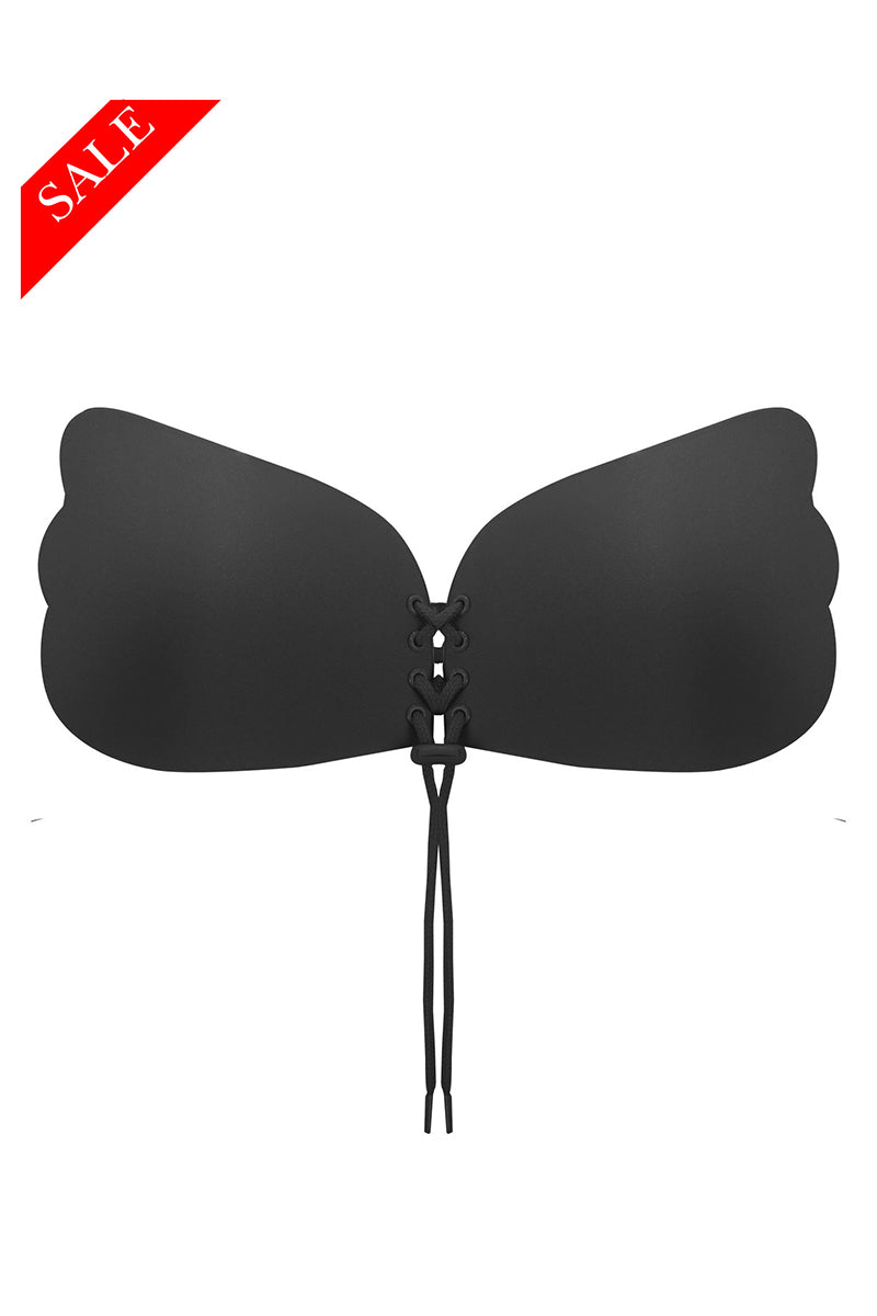 B3000 1 Piece Washable Adhesive Wing Bra – Strapless & Backless Push-Up with Front Tie – Sizes A–D
