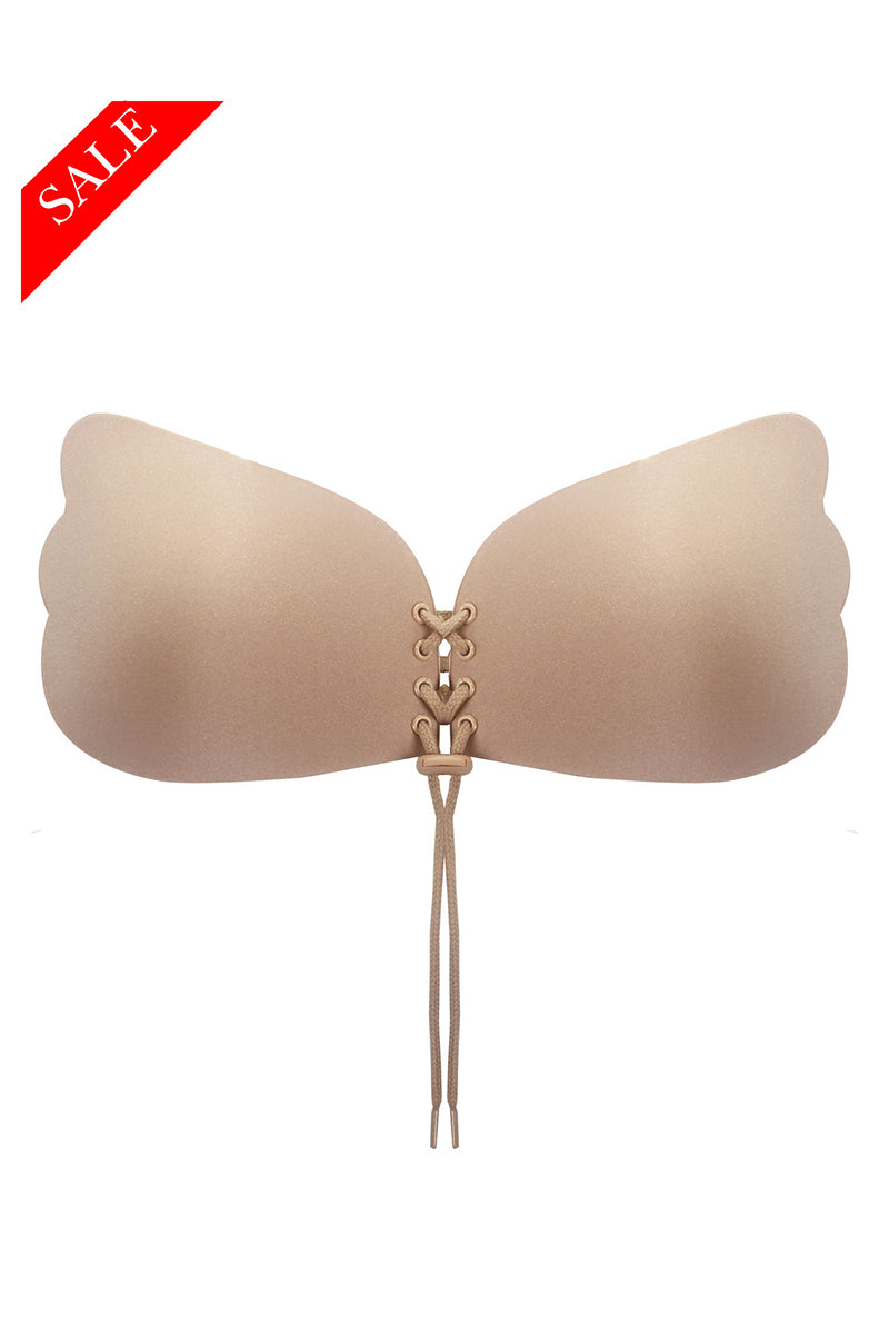 B3000 1 Piece Washable Adhesive Wing Bra – Strapless & Backless Push-Up with Front Tie – Sizes A–D