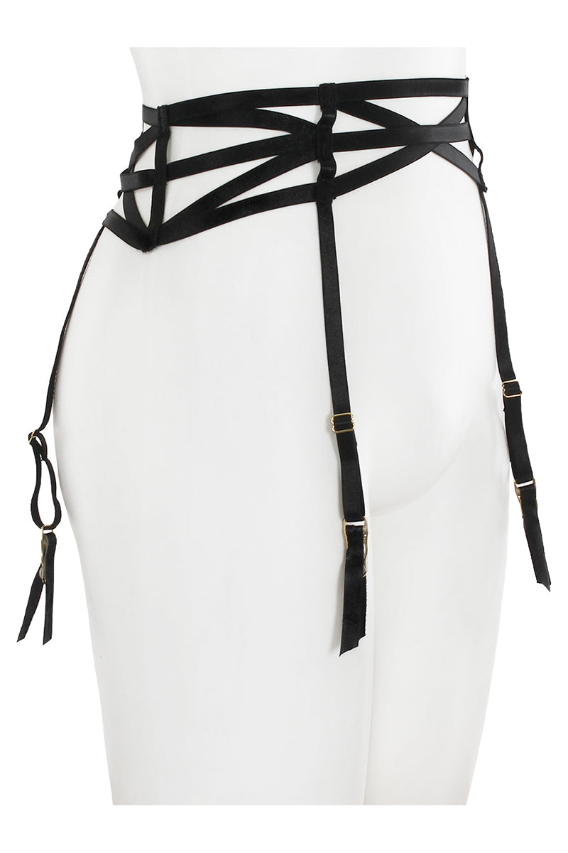 BE130 6 Piece Strappy Elastic Garter Belt with Hook & Eye Closure