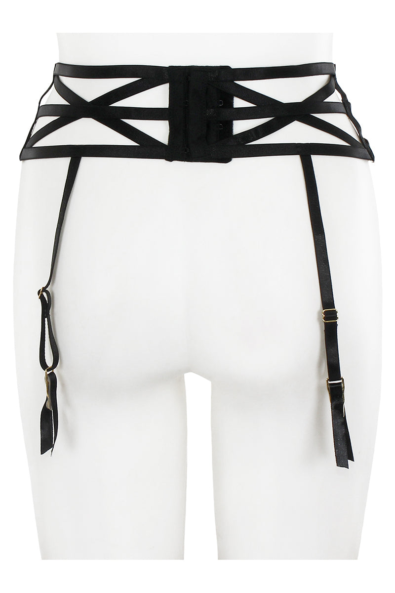 BE130 6 Piece Strappy Elastic Garter Belt with Hook & Eye Closure