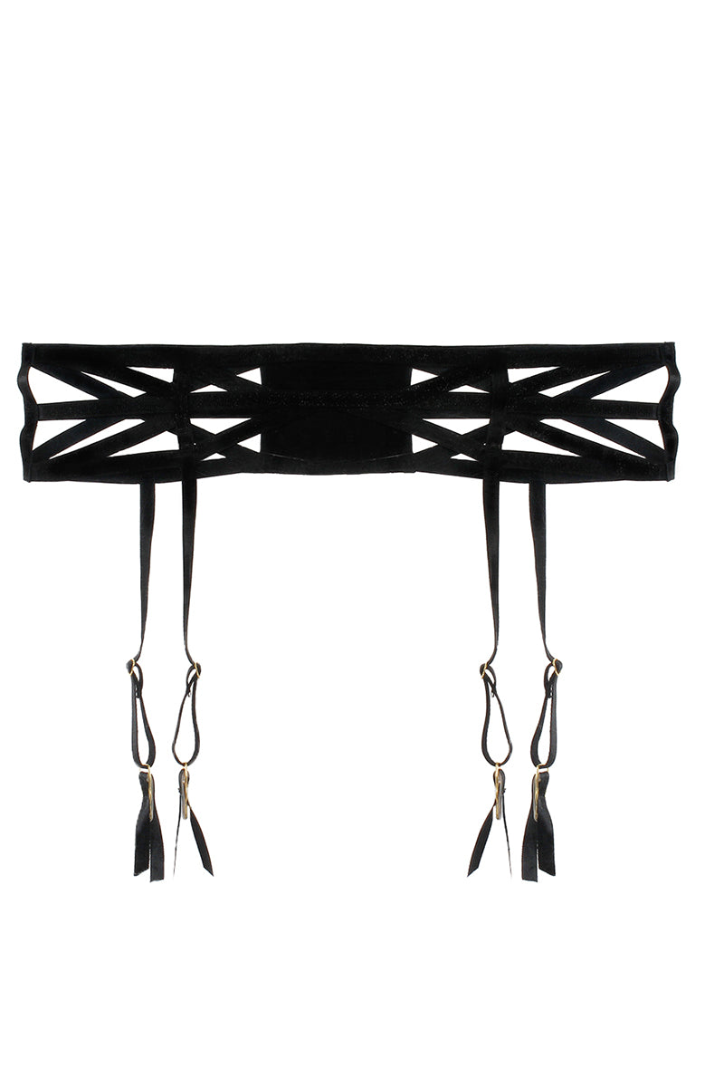 BE130 6 Piece Strappy Elastic Garter Belt with Hook & Eye Closure