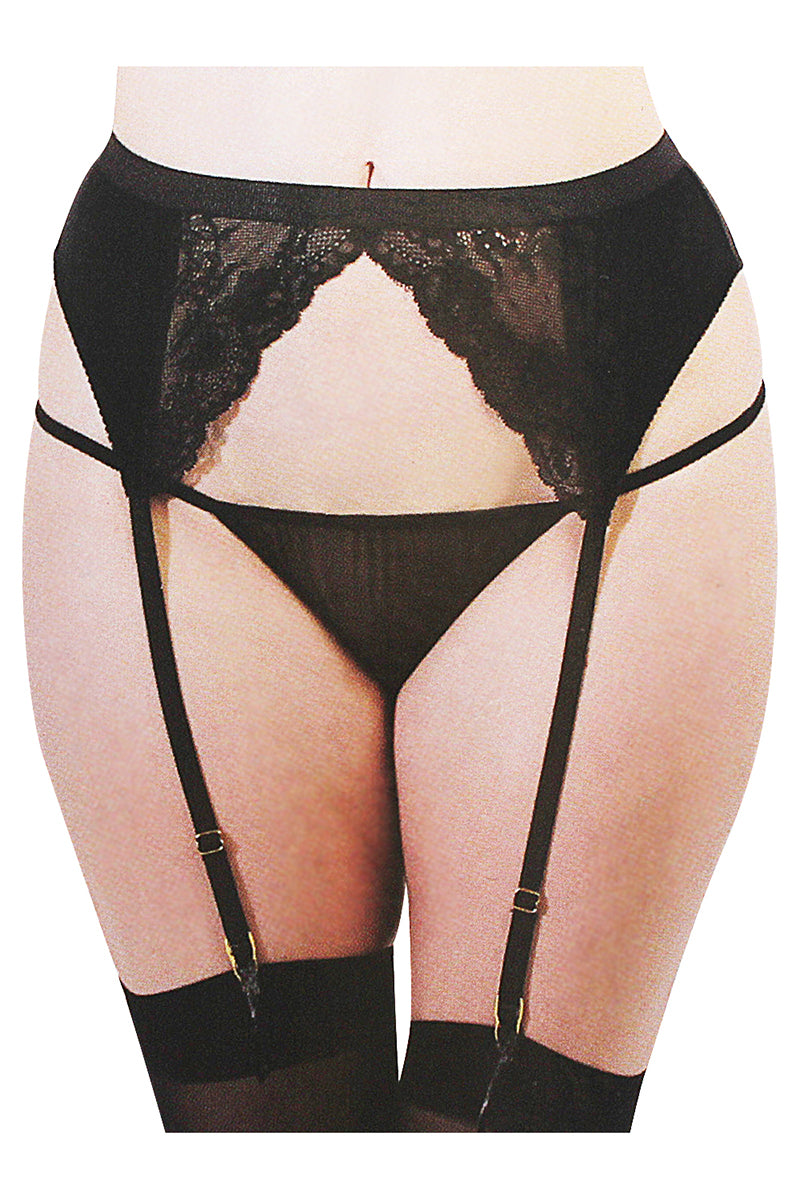 BE139 6 Piece Velvet & Lace Garter Belt with Grosgrain Elastic