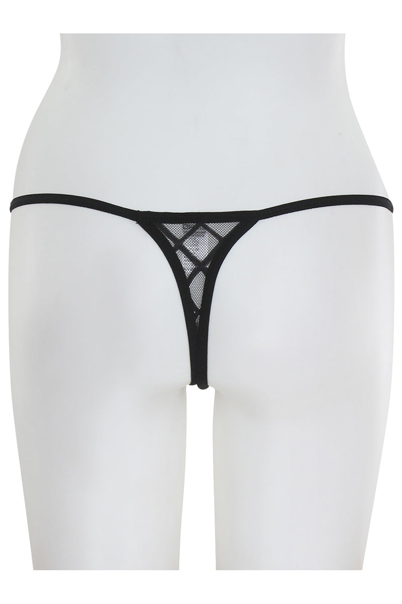 BE140 6 Piece Diamond Mesh Garter Belt with Matching Thong