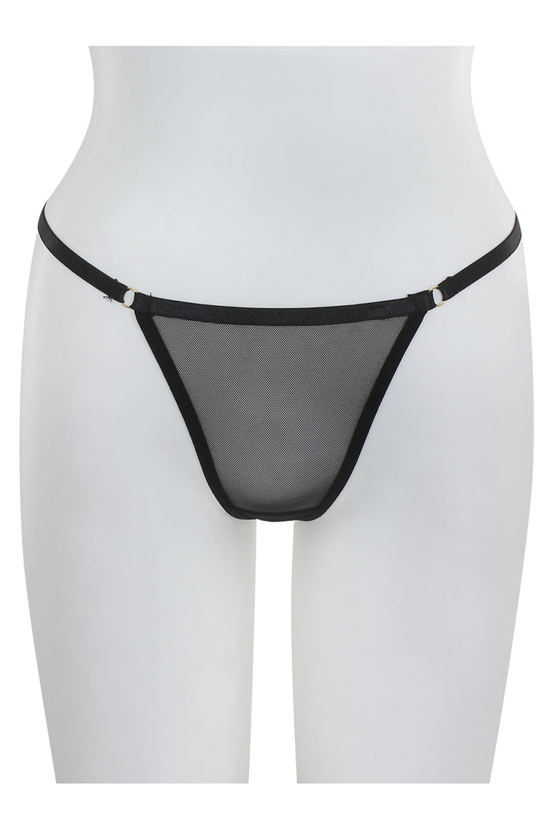 BE144 6 Piece Lace Garter Belt with O-Ring & Thong