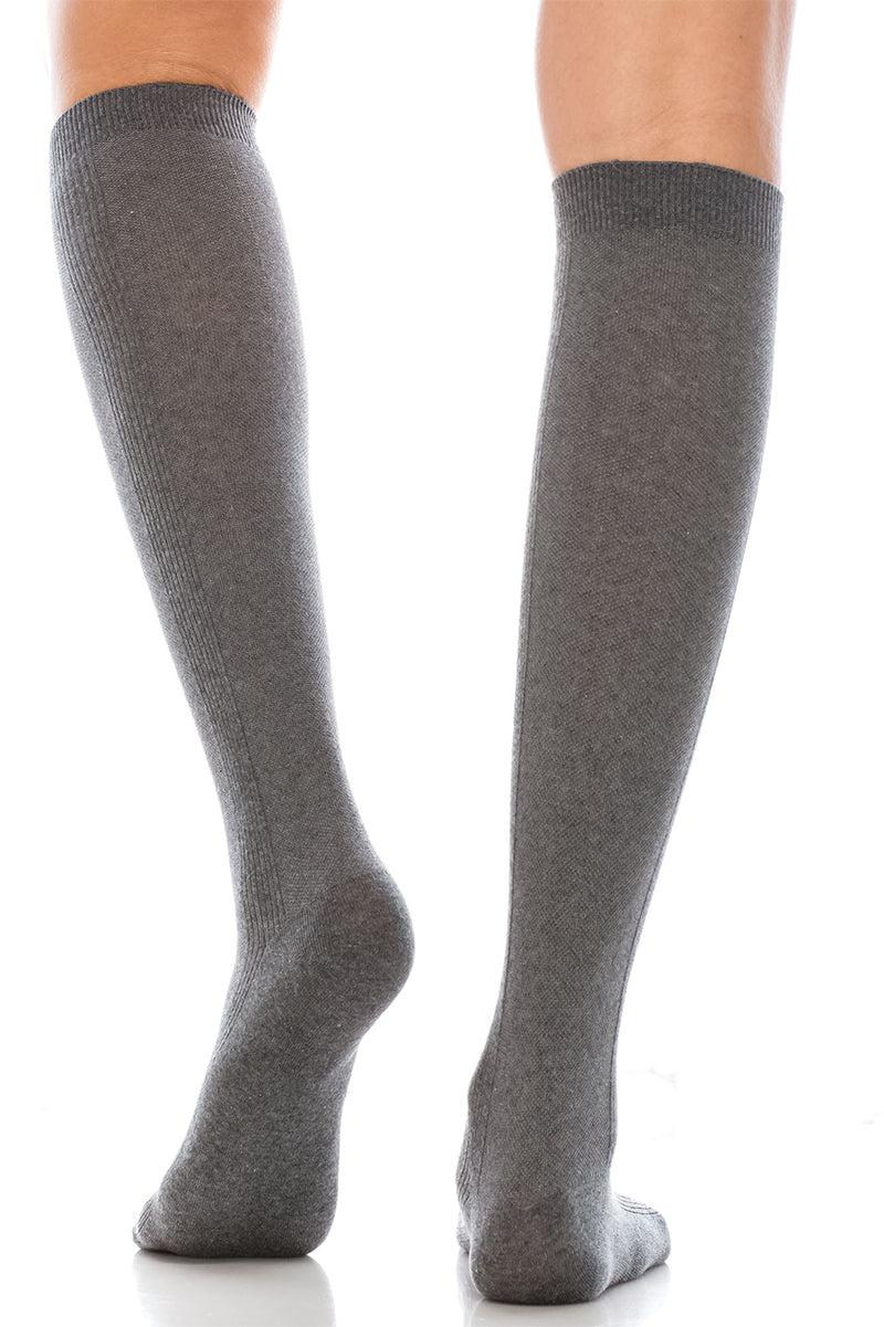 WS10 12 Pairs Knitted Body with Bold Stripes, Shoe Size 6–9, Made in Korea Striped Contrast Knee High Socks