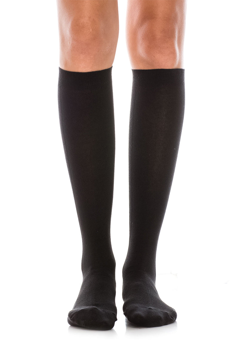 WS10 12 Pairs Knitted Body with Bold Stripes, Shoe Size 6–9, Made in Korea Striped Contrast Knee High Socks