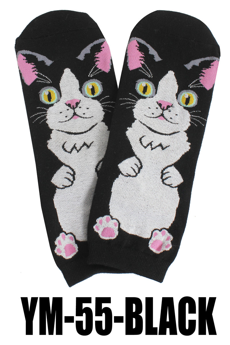 YM55 12 Pairs Cat Print Socks