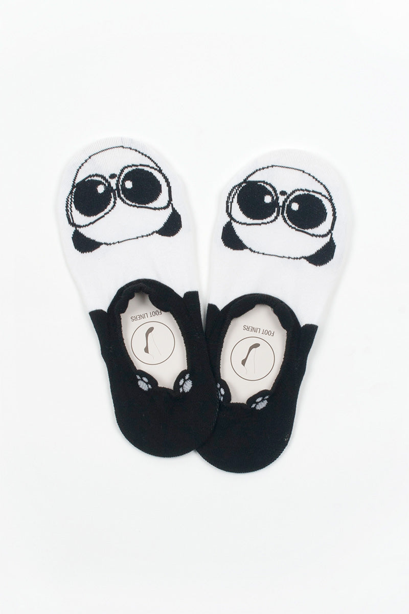 YM52 12 Pairs Cotton Blend, Made in Korea Raccoon No Show Foot Liners