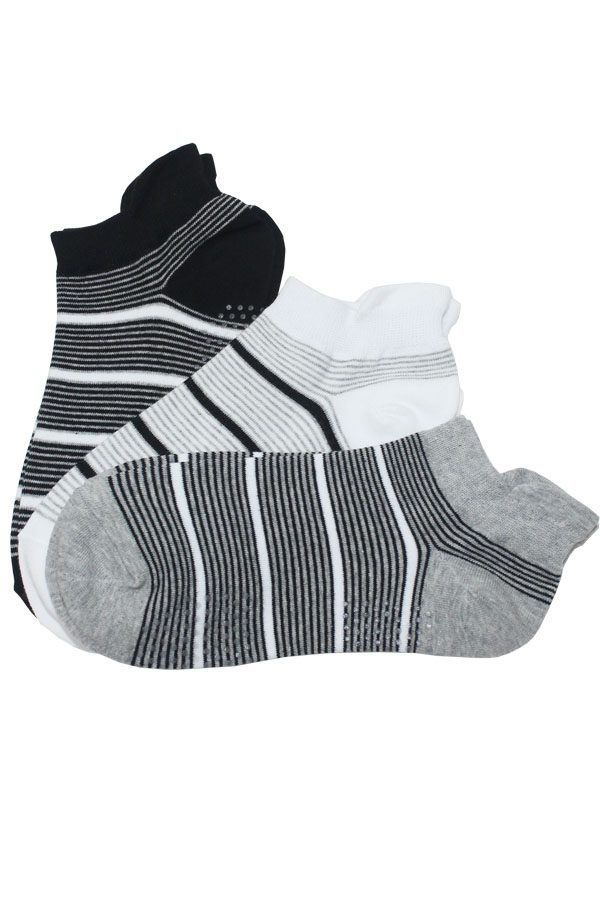 YM93 24 Pairs Non-Slip Grip, 3 Colors, Shoe Size 6-9 No Show Sports Socks with White Trim