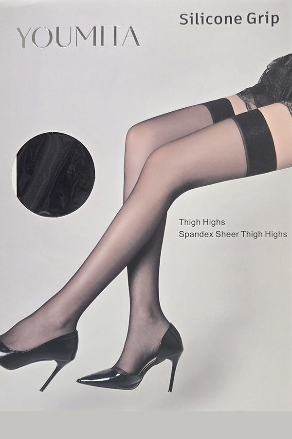 11024 Sheer Spandex Silicone Grip Stay-Up Stockings-Wholesale 6pcs