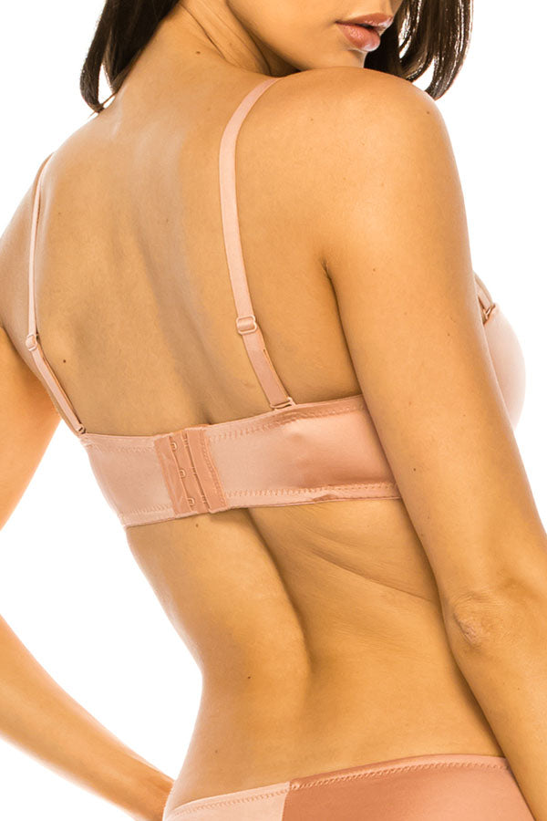 32516 12 Piece Underwire | Adjustable & Removable Straps | Three Hook Back Closure Satin Half Cup Bra B C Cup