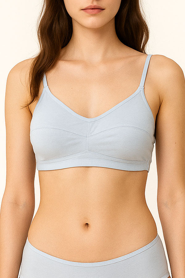 32572 6 Pieces Adjustable Straps, Comfortable Cotton Blend Wire-Free Junior A Cup Bra