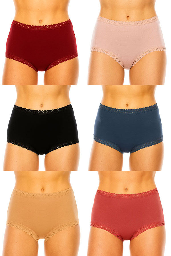 33023 12 Pieces Lace Trim Ultra-Soft & Comfortable, Rayon Blend Brief C02
