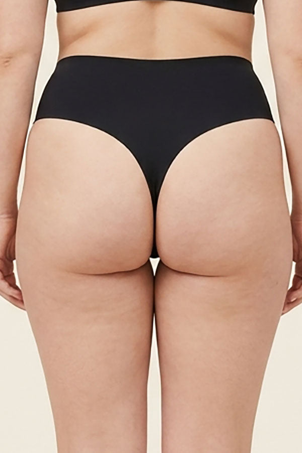 33521 High Waist Thong Panty – Soft Lightweight Nylon Spandex – Regular & Plus Size
