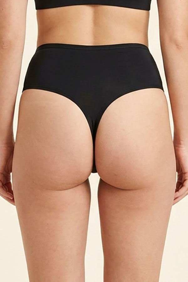 33521 High Waist Thong Panty – Soft Lightweight Nylon Spandex – Regular & Plus Size