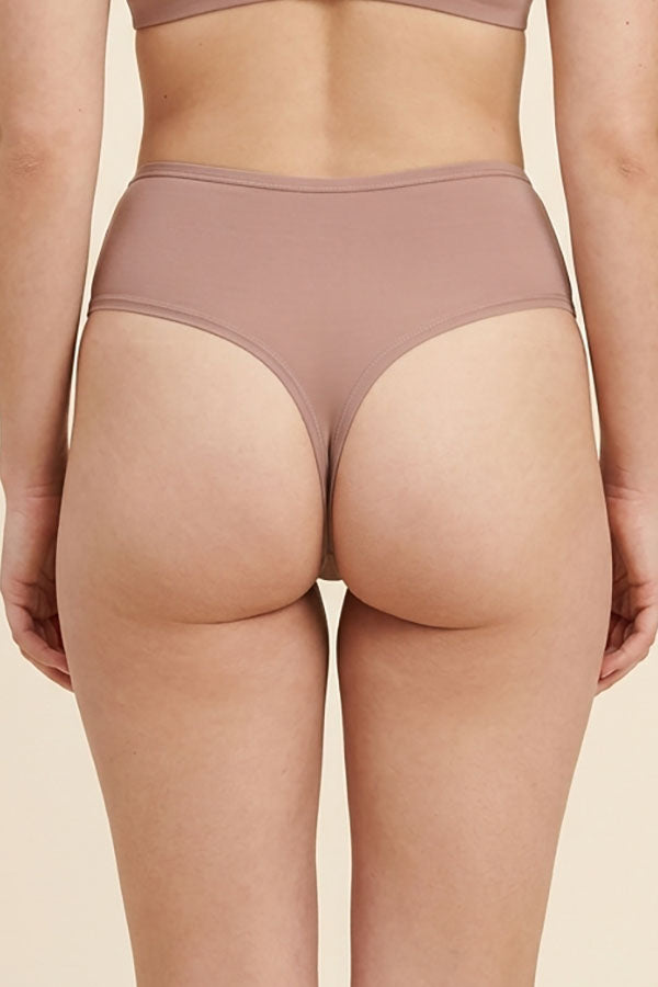 33521 High Waist Thong Panty – Soft Lightweight Nylon Spandex – Regular & Plus Size
