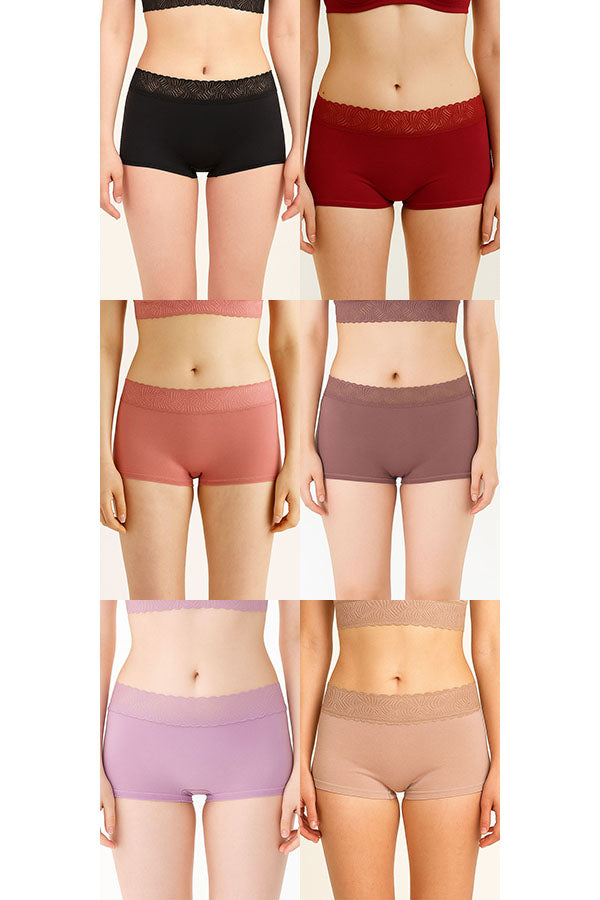 33585 Women’s Super Soft Boyshort Panties w/ Lace Waistband | 12pcs Prepack (Assorted) | Wholesale
