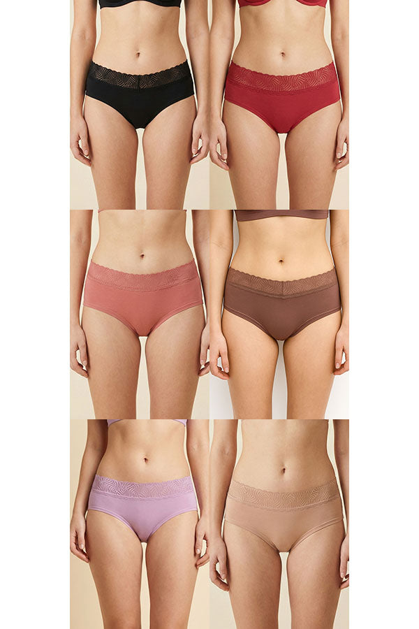 33586 Women’s Super Soft Bikini Panties w/ Elastic Lace Band | 12pcs Assorted Prepack | Wholesale Underwear