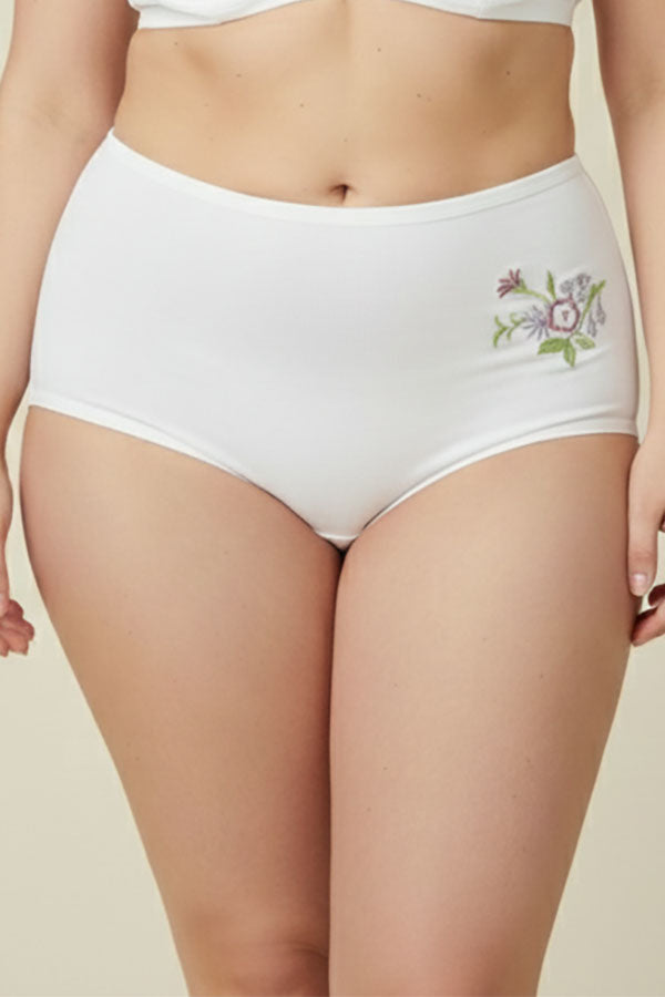 532 12 Pieces Soft Cotton & Comfortable Fit Flower Embroidery Mama Panty C03
