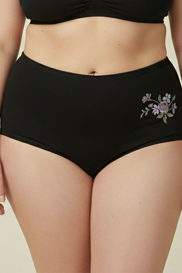 532 12 Pieces Soft Cotton & Comfortable Fit Flower Embroidery Mama Panty C03