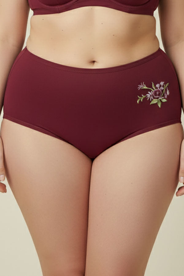 532 12 Pieces Soft Cotton & Comfortable Fit Flower Embroidery Mama Panty C03