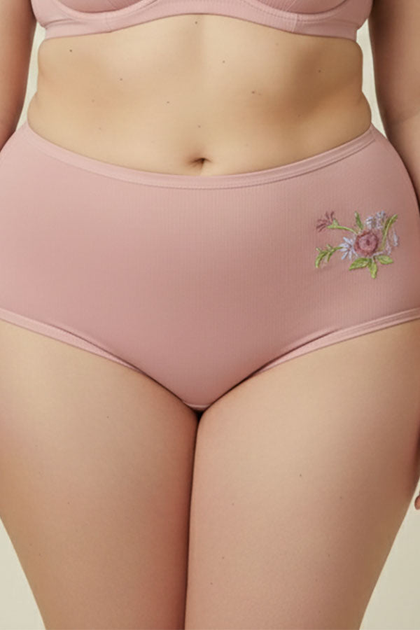 532 12 Pieces Soft Cotton & Comfortable Fit Flower Embroidery Mama Panty C03
