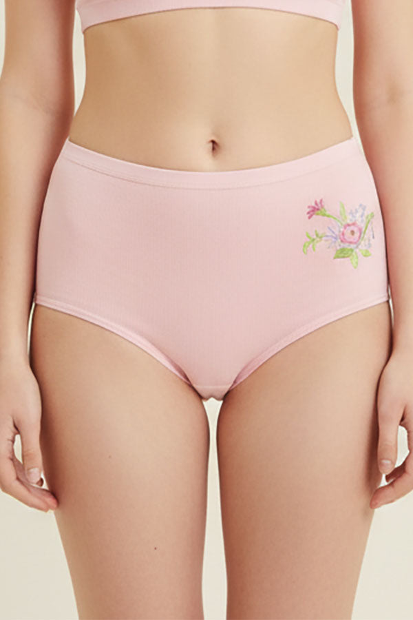 532 12 Pieces Soft Cotton & Comfortable Fit Flower Embroidery Mama Panty C03