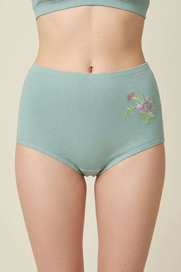 532 12 Pieces Soft Cotton & Comfortable Fit Flower Embroidery Mama Panty C03
