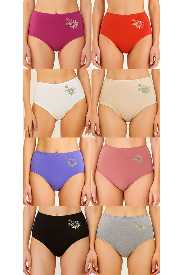 532 12 Pieces Soft Cotton & Comfortable Fit Flower Embroidery Mama Panty C01