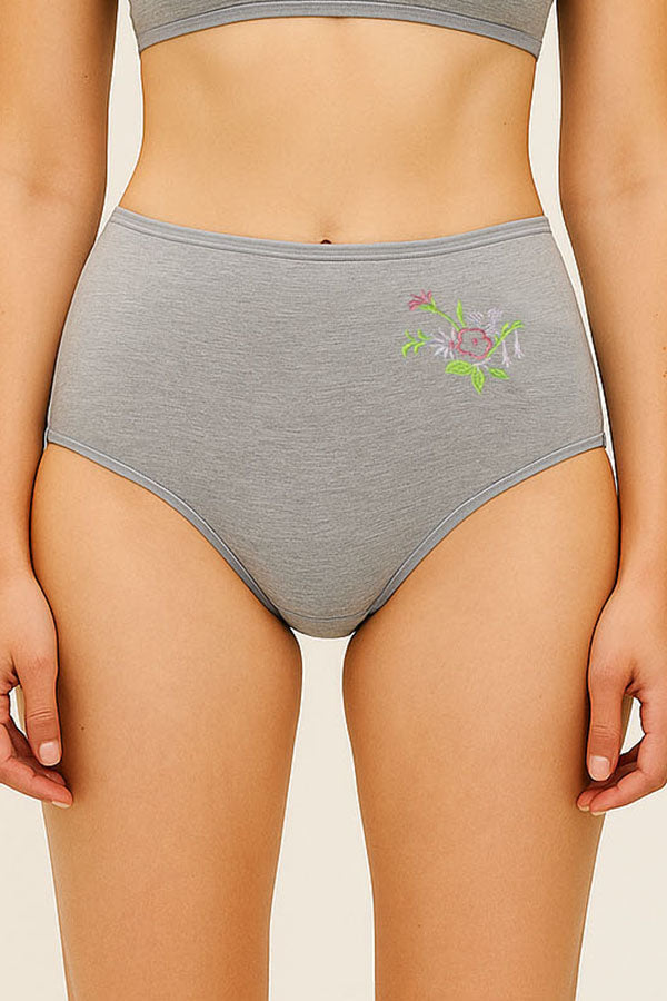 532 12 Pieces Soft Cotton & Comfortable Fit Flower Embroidery Mama Panty C01