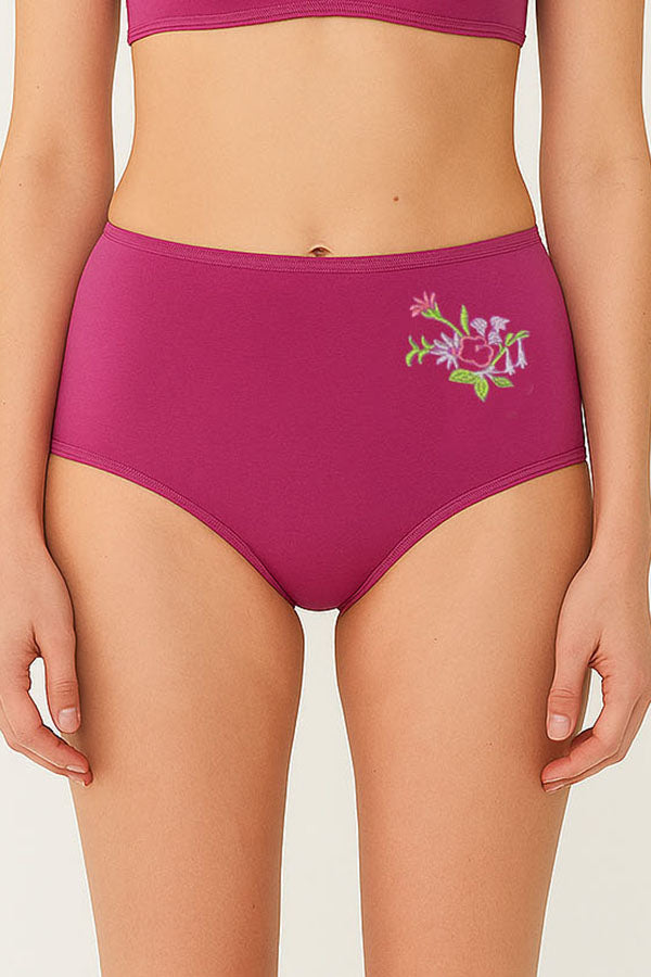532 12 Pieces Soft Cotton & Comfortable Fit Flower Embroidery Mama Panty C01