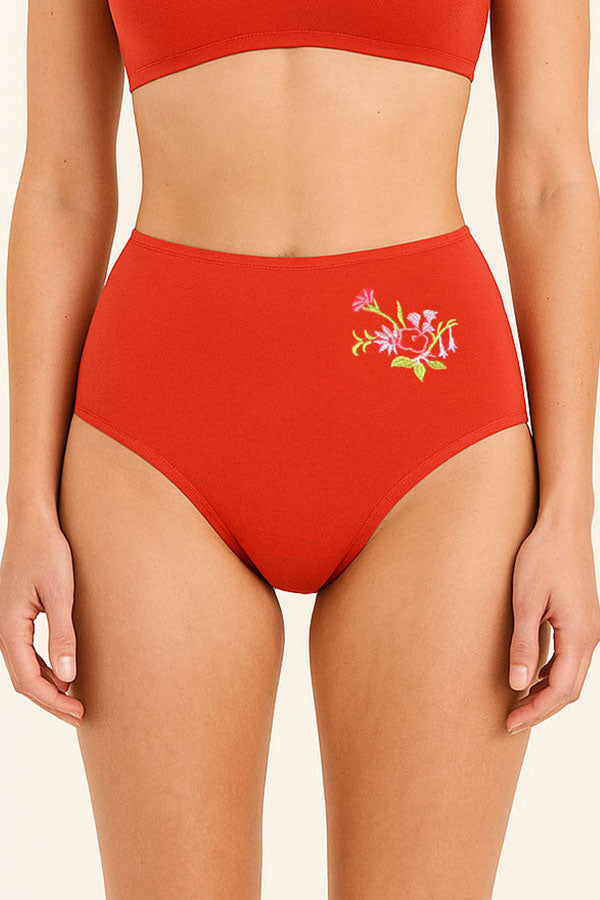 532 12 Pieces Soft Cotton & Comfortable Fit Flower Embroidery Mama Panty C01