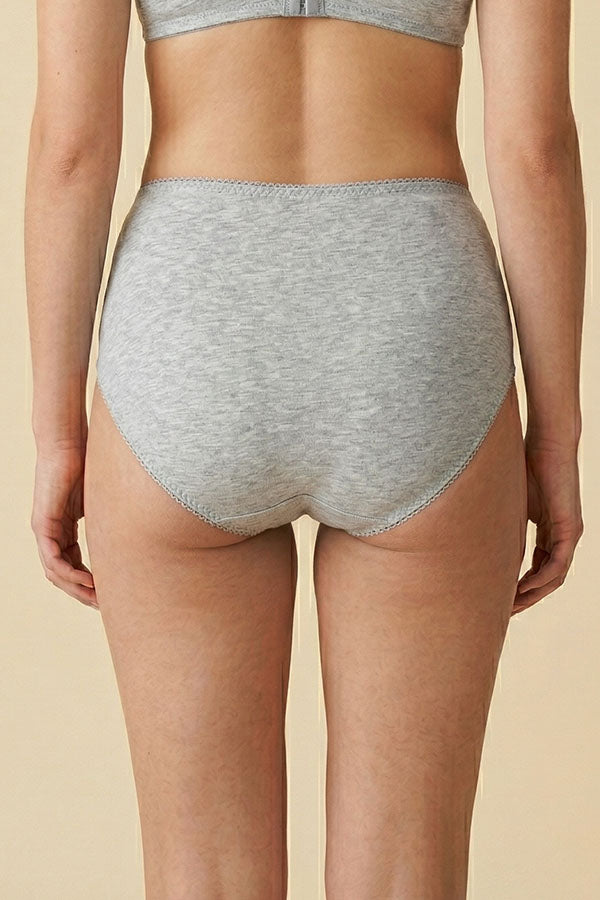 70072 Youmita Cotton High Waist Brief Panties w/ Front Zipper Pocket - 12 pcs