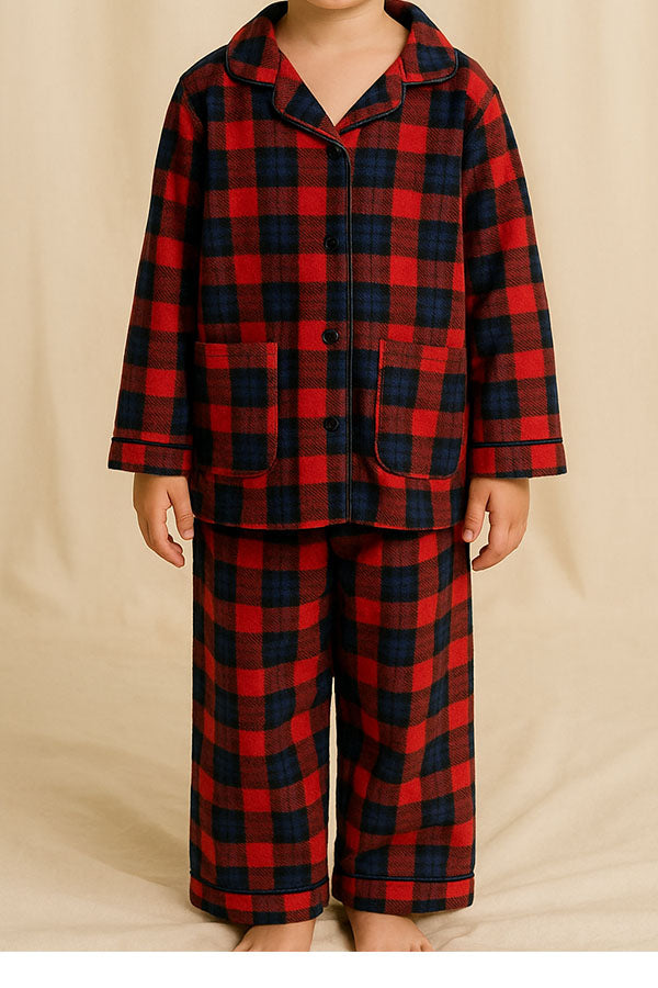 6 Pieces Sleepwear Kids Plaid Pajama Set