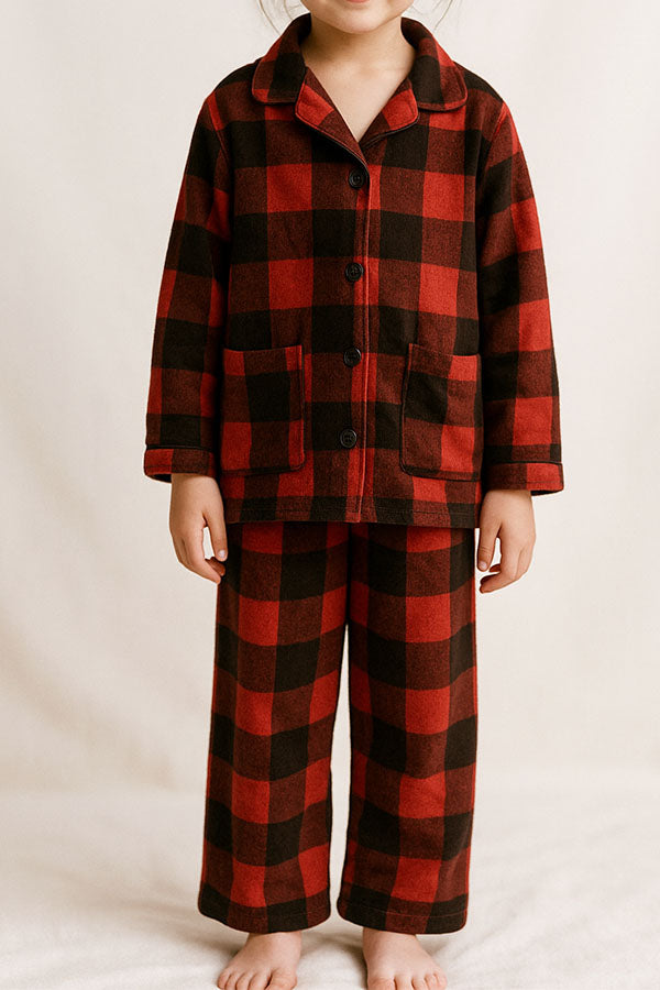 6 Pieces Sleepwear Kids Plaid Pajama Set