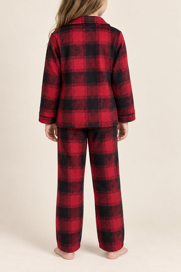 6 Pieces Soft 100% Polyester Sleepwear Kids Plaid Pajama Set